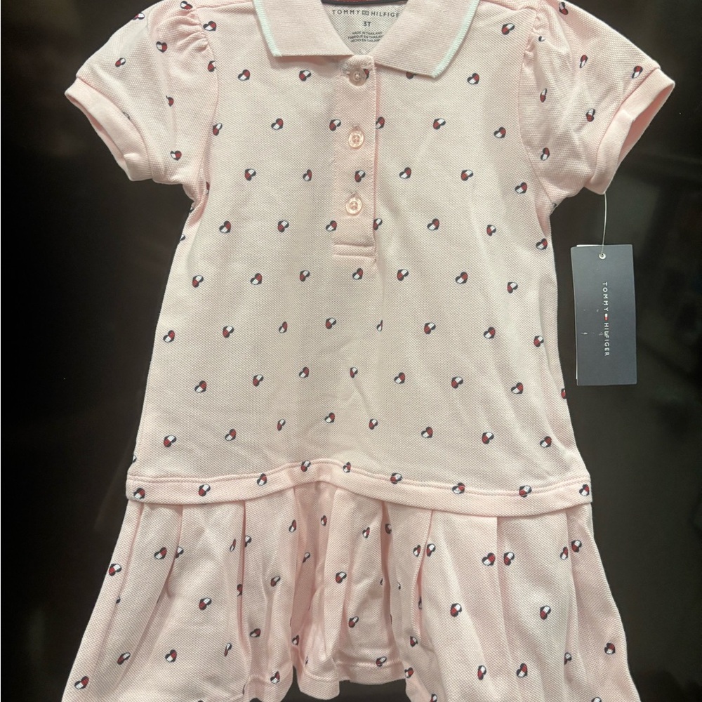 Tommy Hilfiger Pink Polo Dress with Heart Pattern